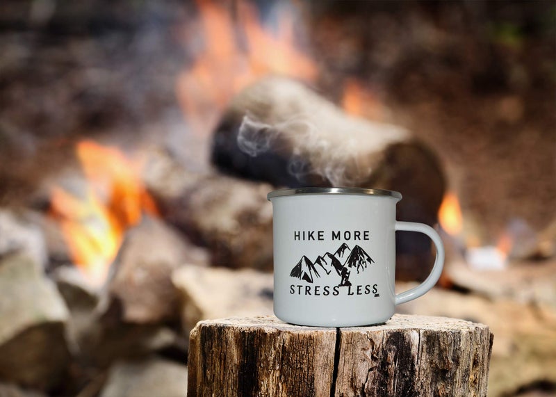 Rogue River Tactical Funny Camp Mug Enamel Camping Coffee Cup Gift Hike More Stress Less Camping Gear - Image 5